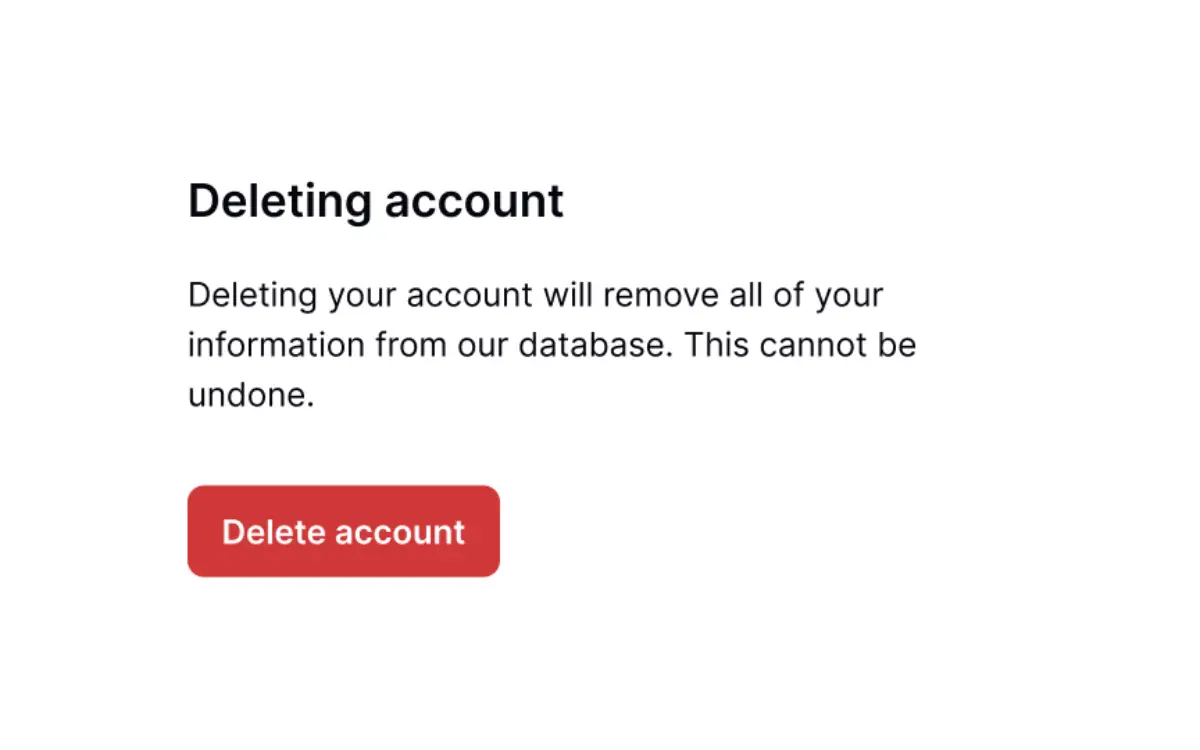 Xóa tài khoản qua email